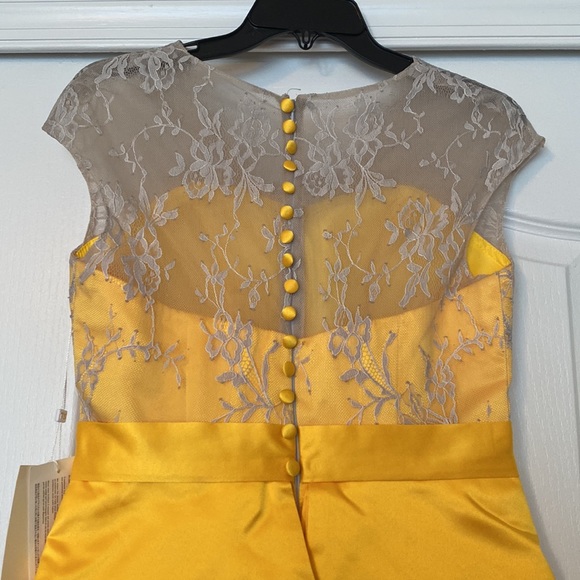 NEW formal yellow dress with lace bodice at top - Picture 5 of 6